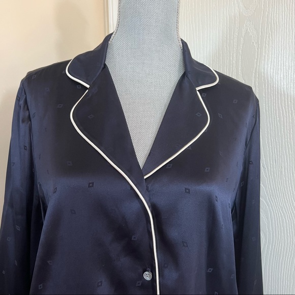 DEREK LAM 10 CROSBY Pajama Blouse Button Down Midnight 12 - Picture 4 of 14